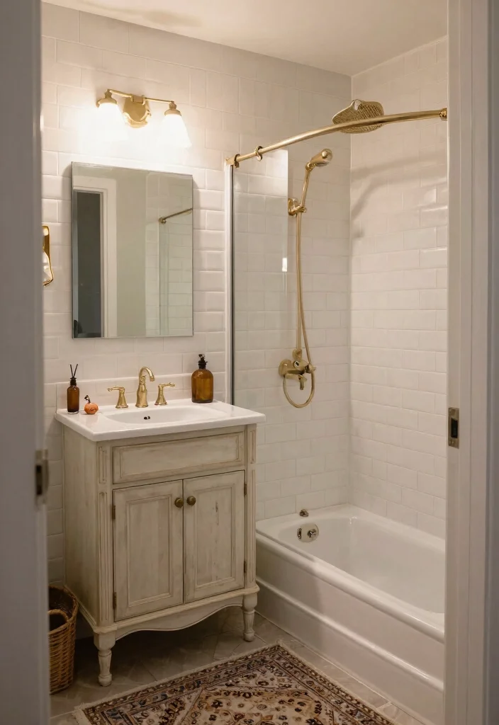 14 Small Bathroom Layout Ideas With Shower Only - 4. Vintage Charm 1