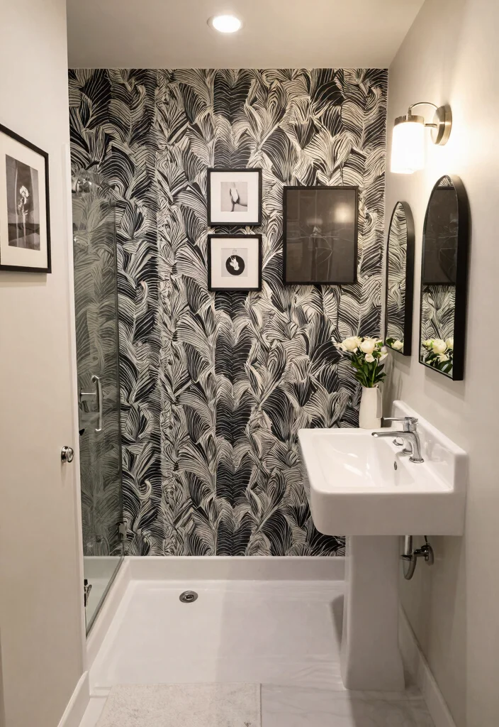 14 Small Bathroom Layout Ideas With Shower Only - 9. Bold Accent Walls 1