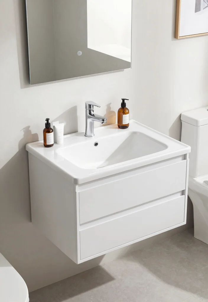 14 Small Bathroom Vanity Ideas For Smart Storage - 10. Compact Vanity with Hidden Compartments 1