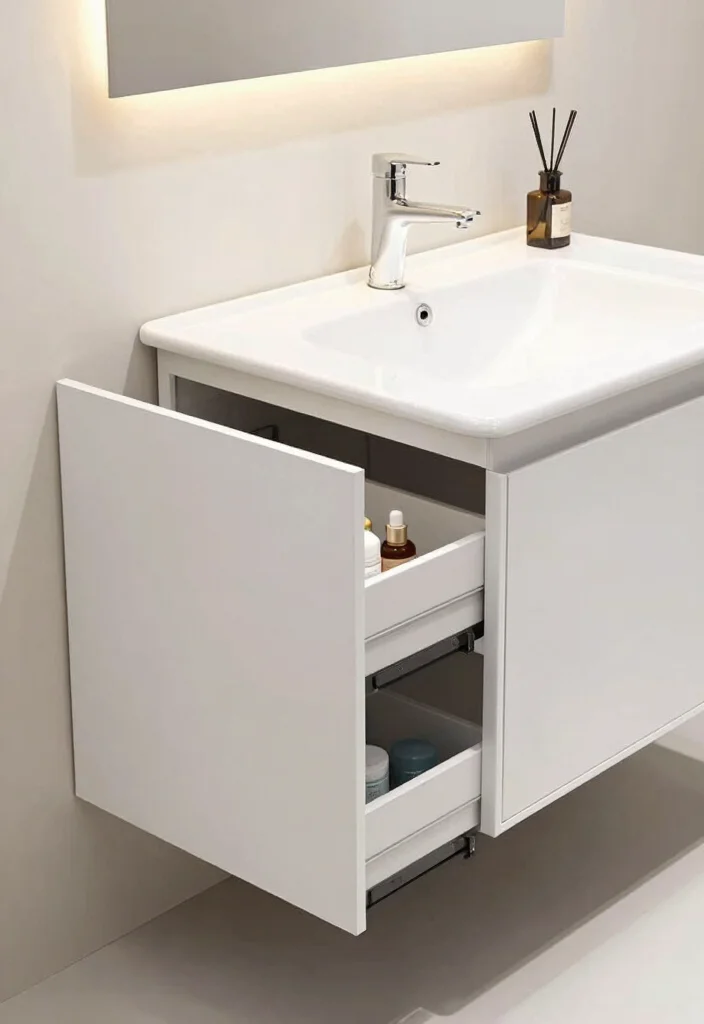 14 Small Bathroom Vanity Ideas For Smart Storage - 13. Vanity with Pull-Out Elements 1