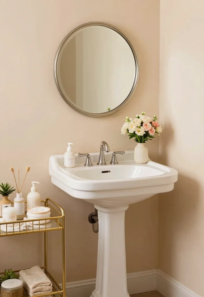 14 Small Bathroom Vanity Ideas For Smart Storage - 3. Vintage-Inspired Pedestal Sink 1