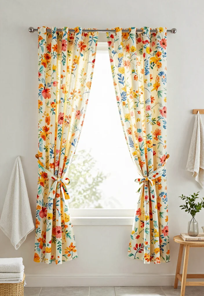 14 Small Bathroom Window Curtain Ideas For Privacy And Light - 10. Tie-Top Curtains 1