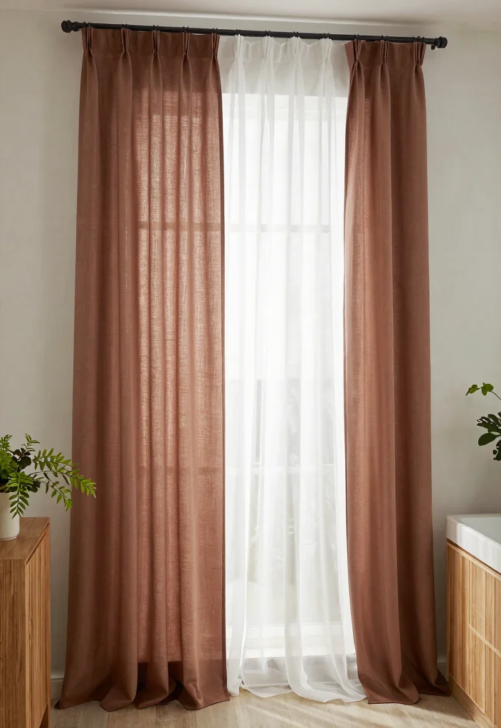 14 Small Bathroom Window Curtain Ideas For Privacy And Light - 11. Layered Curtains 1