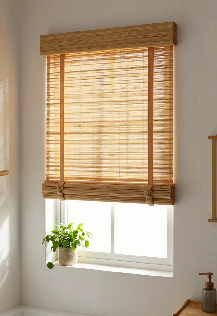 14 Small Bathroom Window Curtain Ideas For Privacy And Light - 2. Bamboo Shades 1