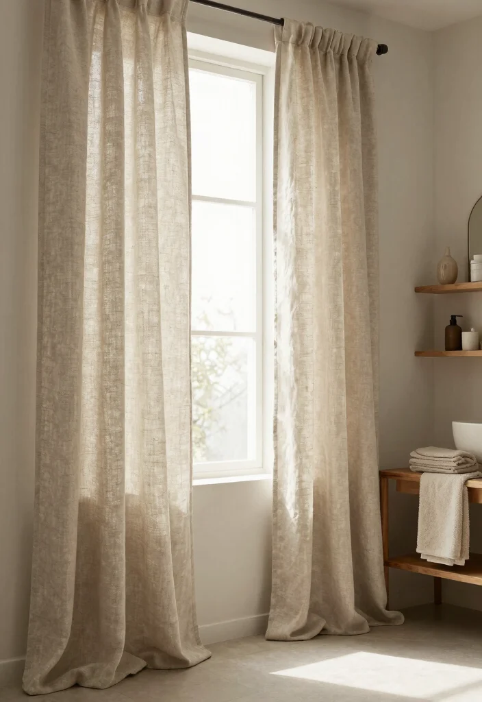 14 Small Bathroom Window Curtain Ideas For Privacy And Light - 7. Relaxing Neutral Textures 1