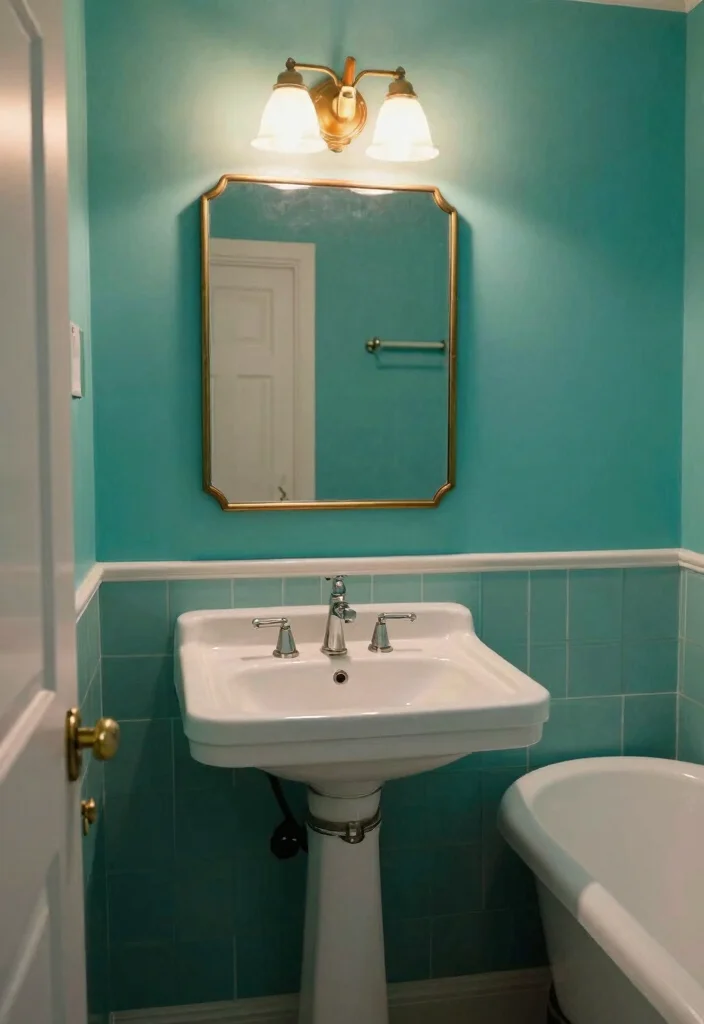 14 Teal Bathroom Decor Ideas With Fresh Colour - 10. Teal Vintage Accents 1