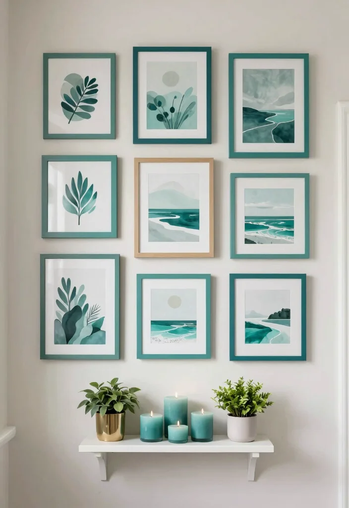 14 Teal Bathroom Decor Ideas With Fresh Colour - 3. Teal Wall Art 1