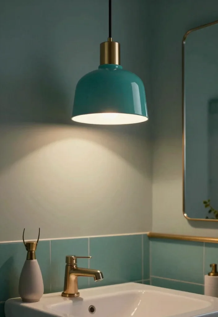 14 Teal Bathroom Decor Ideas With Fresh Colour - 5. Teal Bathroom Lighting 1