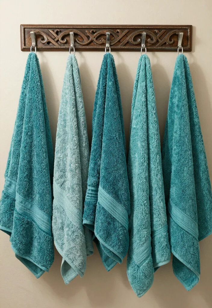 14 Teal Bathroom Decor Ideas With Fresh Colour - 8. Teal Towel Sets 1