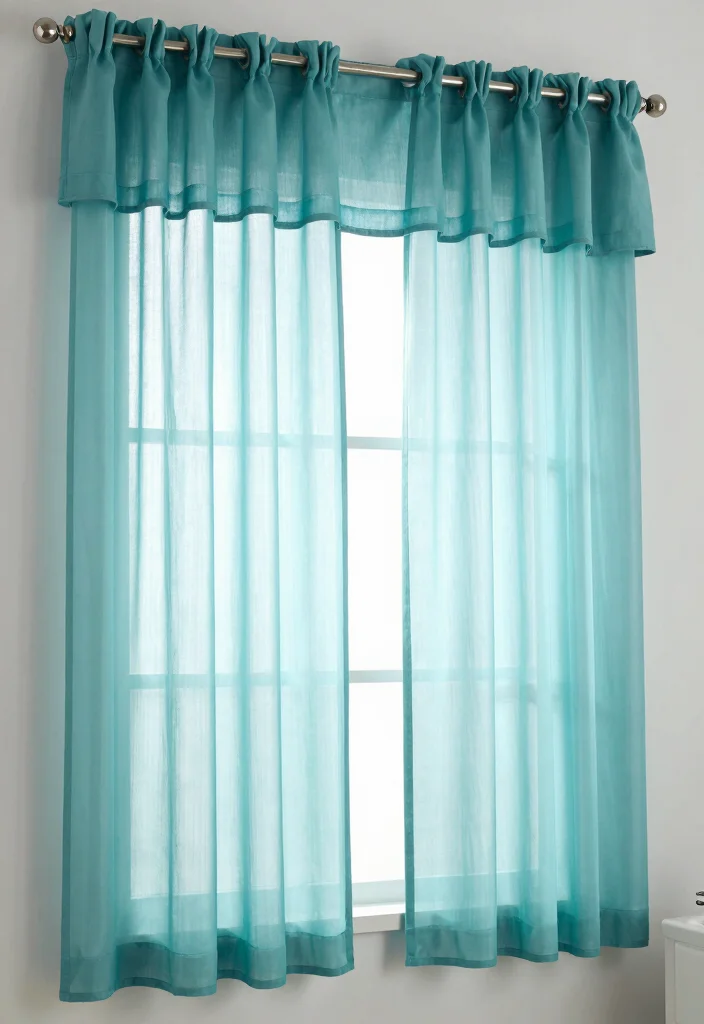 14 Teal Bathroom Decor Ideas With Fresh Colour - 9. Teal Window Treatments 1