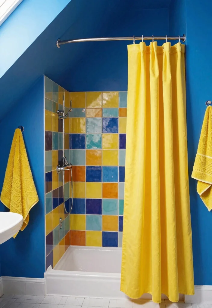 15 Attic Bathroom Ideas For Slanted Ceilings - 12. Bold Color Choices 1