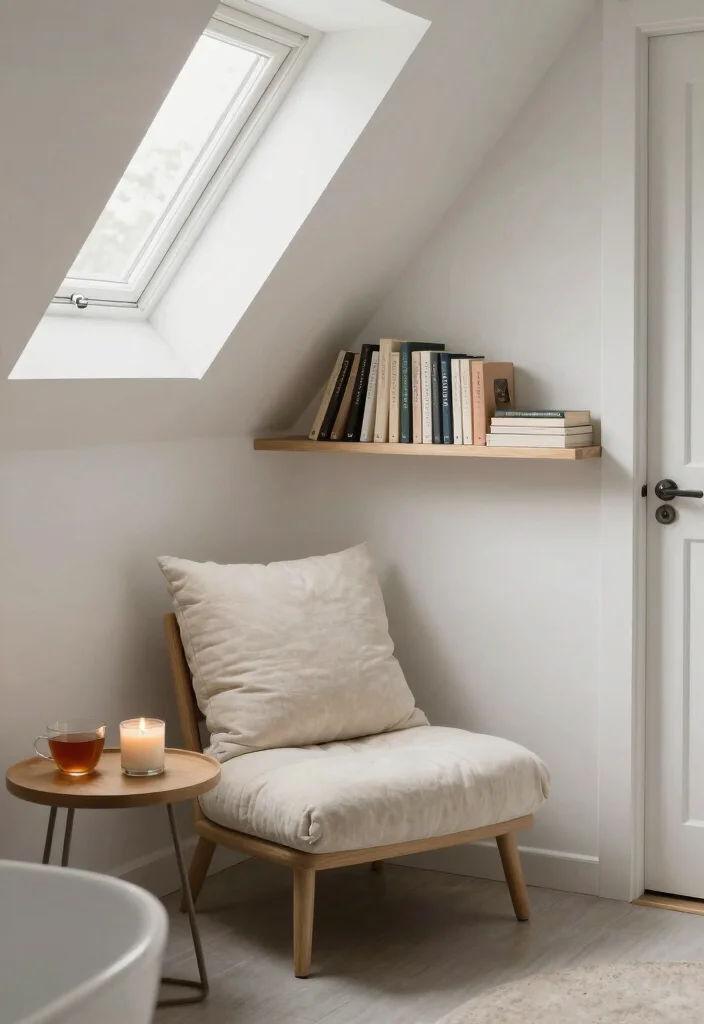 15 Attic Bathroom Ideas For Slanted Ceilings - 4. Cozy Reading Nook 1