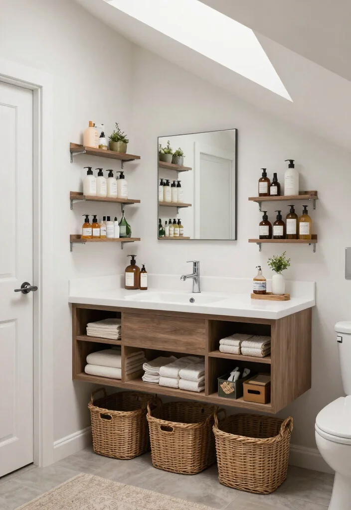 15 Attic Bathroom Ideas For Slanted Ceilings - 5. Smart Storage Solutions 1