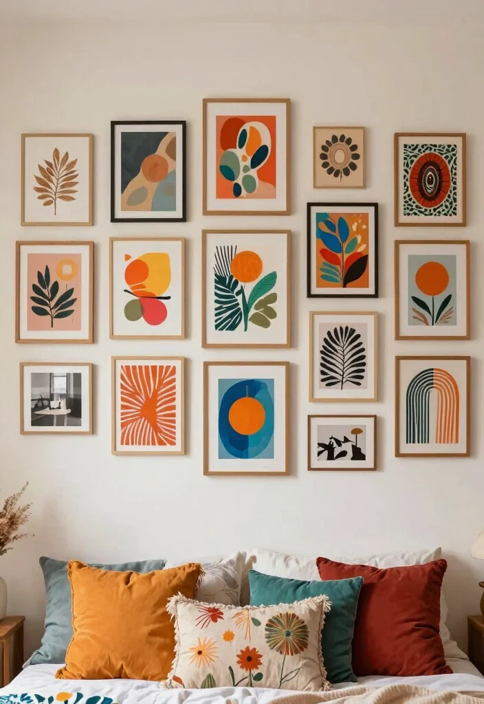 15 Bedroom Photoshoot Ideas: Instagram Aesthetic Looks - 6. Colorful Art Display 1