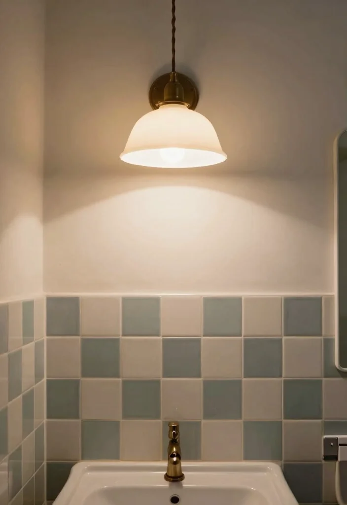 15 Checkered Bathroom Decor Ideas With Retro Style - 10. Statement Lighting Fixtures 1