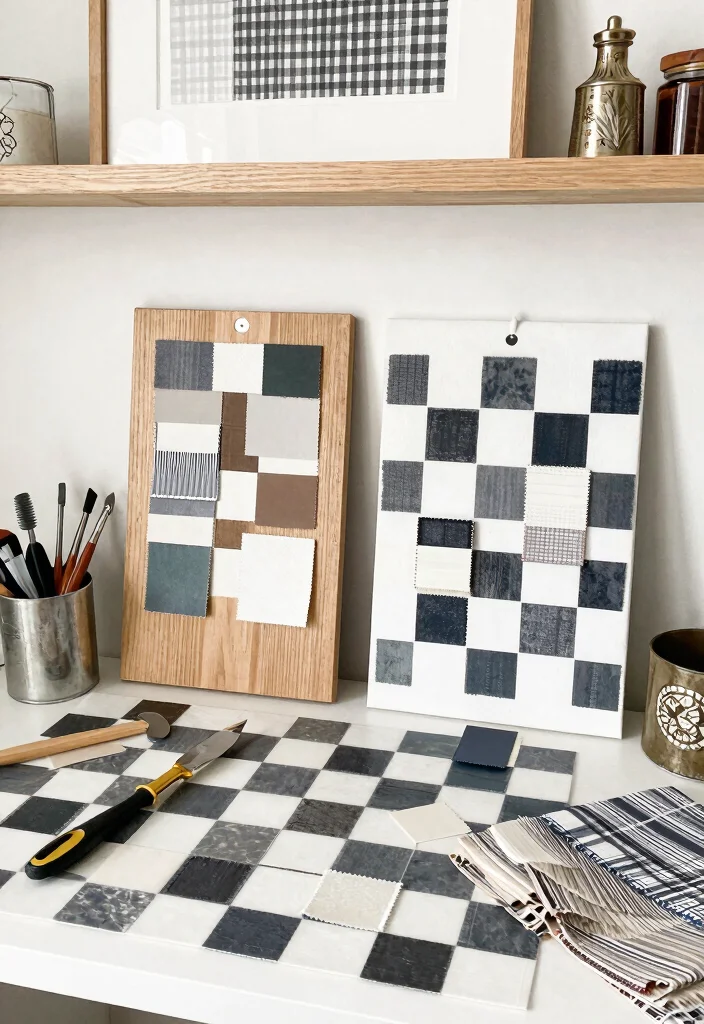 15 Checkered Bathroom Decor Ideas With Retro Style - 13. DIY Checkered Decor Projects 1
