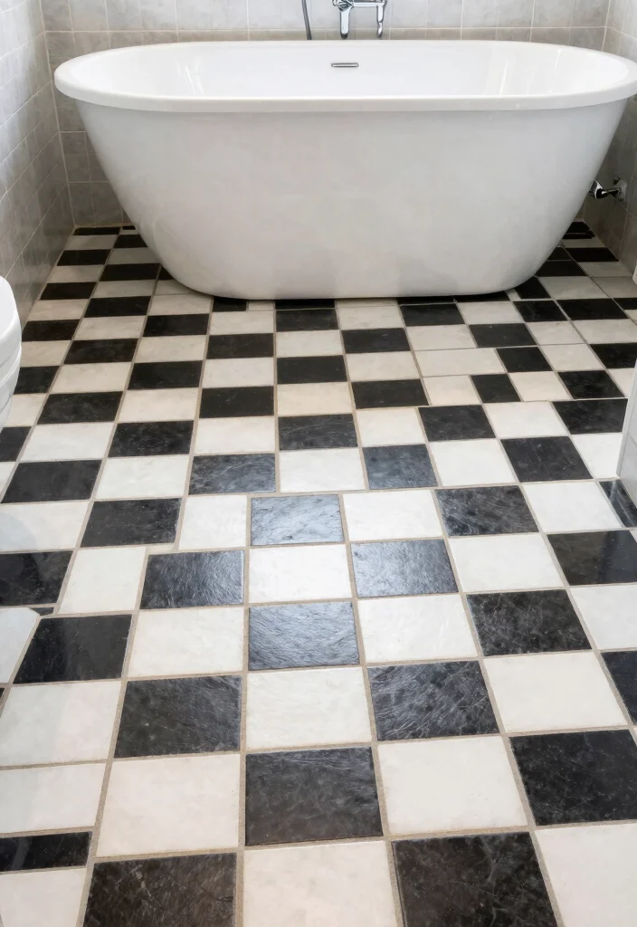 15 Checkered Bathroom Decor Ideas With Retro Style - 5. Checkered Tile Designs 1