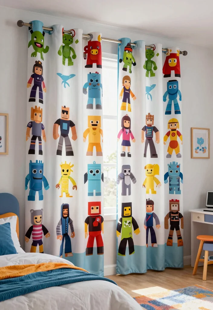 15 Club Roblox Bedroom Ideas: Fun Game Inspired Style - 10. Roblox Themed Curtains 1