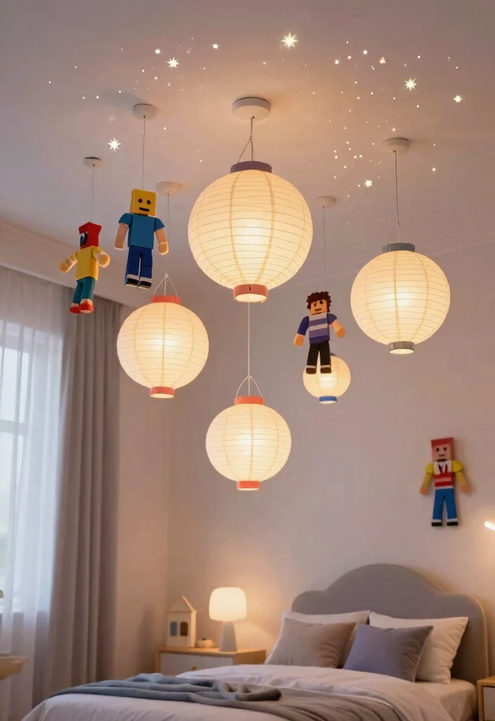15 Club Roblox Bedroom Ideas: Fun Game Inspired Style - 11. Game-Inspired Ceiling Decor 1
