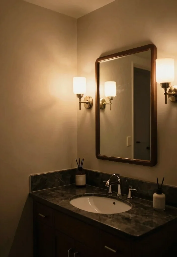 15 Dark Vanity Bathroom Ideas With Bold Mood - 11. Soft Lighting 1