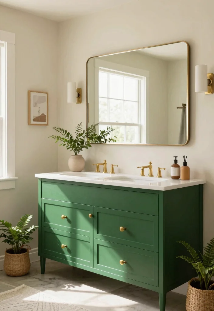 15 Dark Vanity Bathroom Ideas With Bold Mood - 3. Moody Green Retreat 1