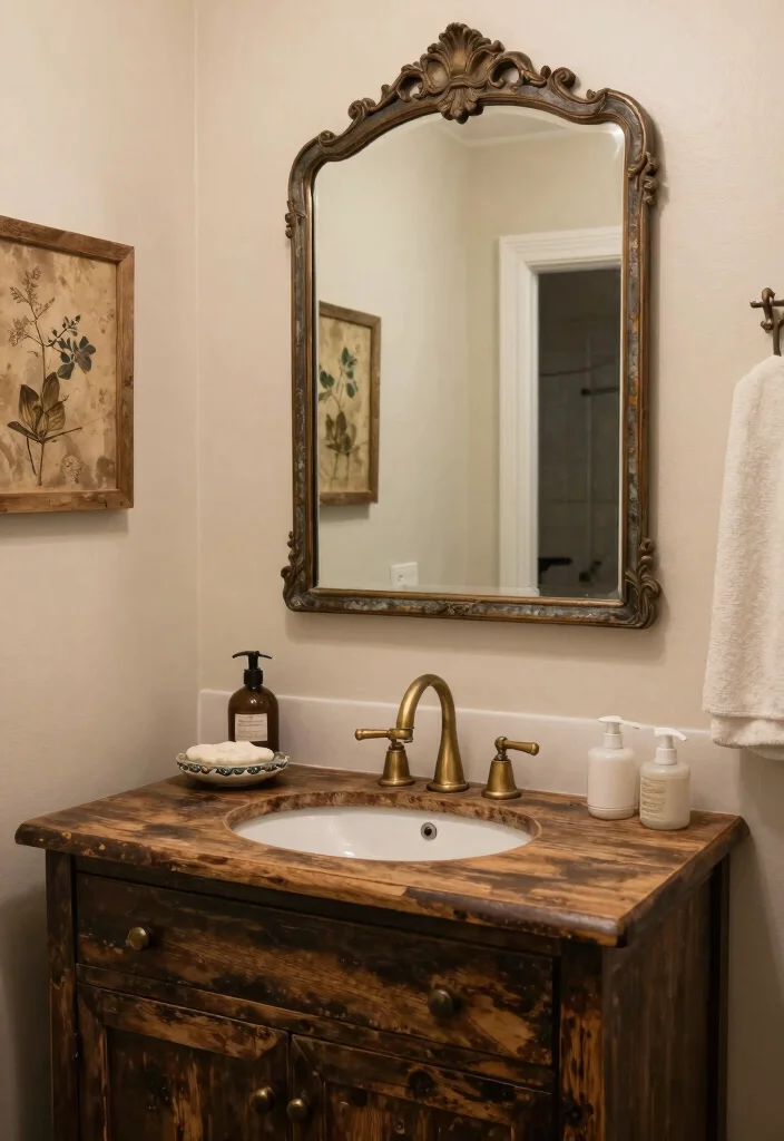 15 Dark Vanity Bathroom Ideas With Bold Mood - 5. Vintage Charm 1