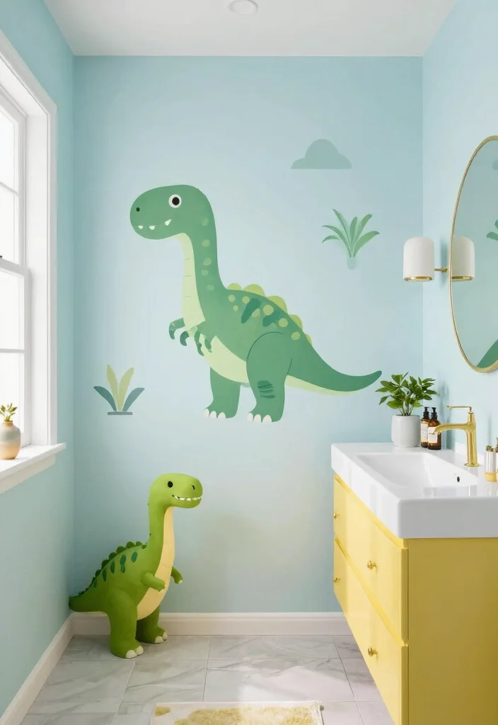 15 Dinosaur Bathroom Ideas Kids Will Love - 13. Kids-Friendly Color Palettes 1
