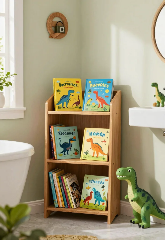 15 Dinosaur Bathroom Ideas Kids Will Love - 14. Engaging Dinosaur Books or Games 1