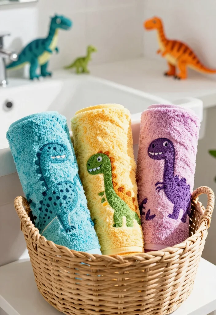 15 Dinosaur Bathroom Ideas Kids Will Love - 5. Dino-Inspired Towel Sets 1