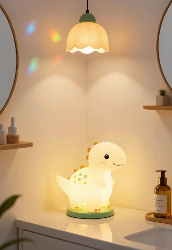 15 Dinosaur Bathroom Ideas Kids Will Love - 7. Dino-Themed Lighting 1