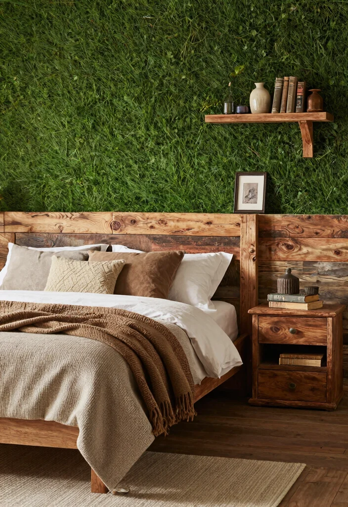 15 Grass Wall Backdrop Bedroom Ideas: Bold Nature Accents - 11. Rustic Charm 1
