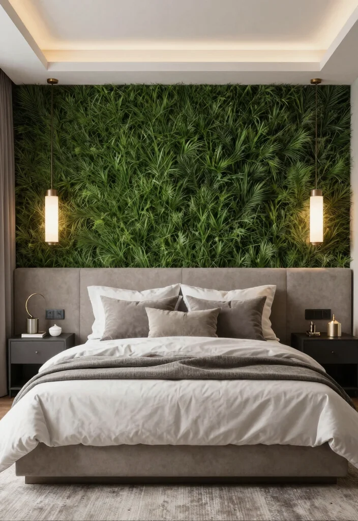 15 Grass Wall Backdrop Bedroom Ideas: Bold Nature Accents - 12. Luxe Hotel Feel 1