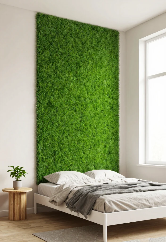 15 Grass Wall Backdrop Bedroom Ideas: Bold Nature Accents - 3. Minimalist Nature Escape 1