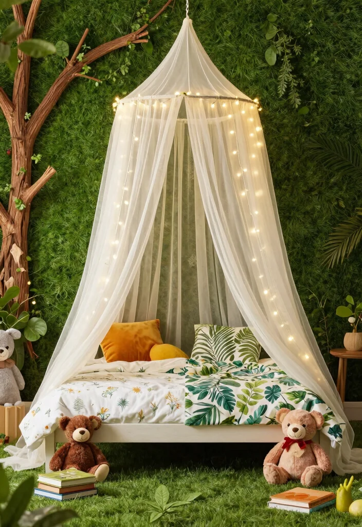 15 Grass Wall Backdrop Bedroom Ideas: Bold Nature Accents - 4. Whimsical Forest Retreat 1