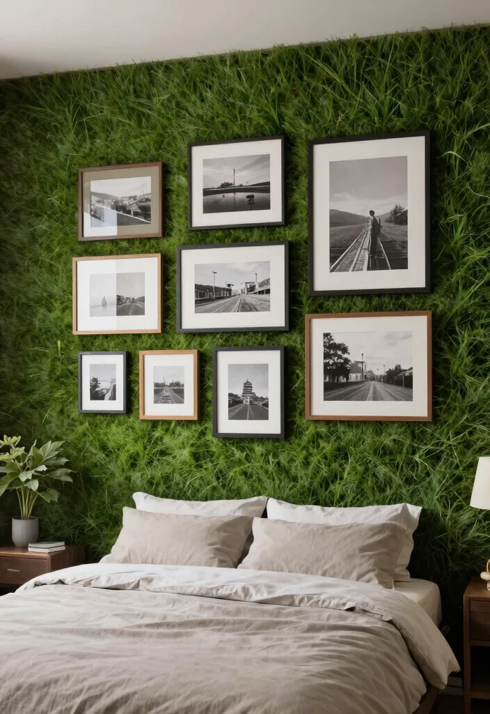 15 Grass Wall Backdrop Bedroom Ideas: Bold Nature Accents - 7. Artistic Expression 1