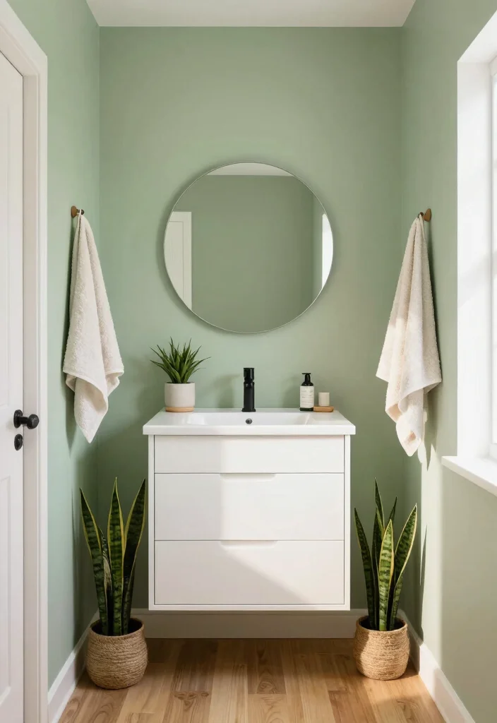 15 Green Small Bathroom Ideas With Fresh Style - 1. Sage Green Serenity 1