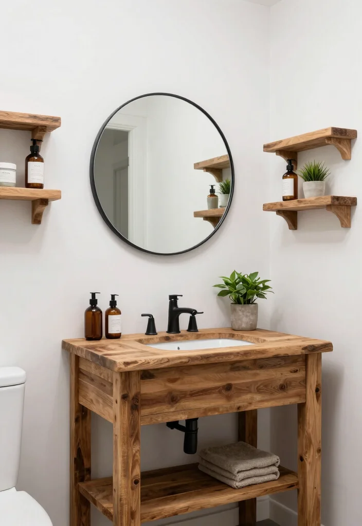 15 Green Small Bathroom Ideas With Fresh Style - 14. Reclaimed Wood Accents 1