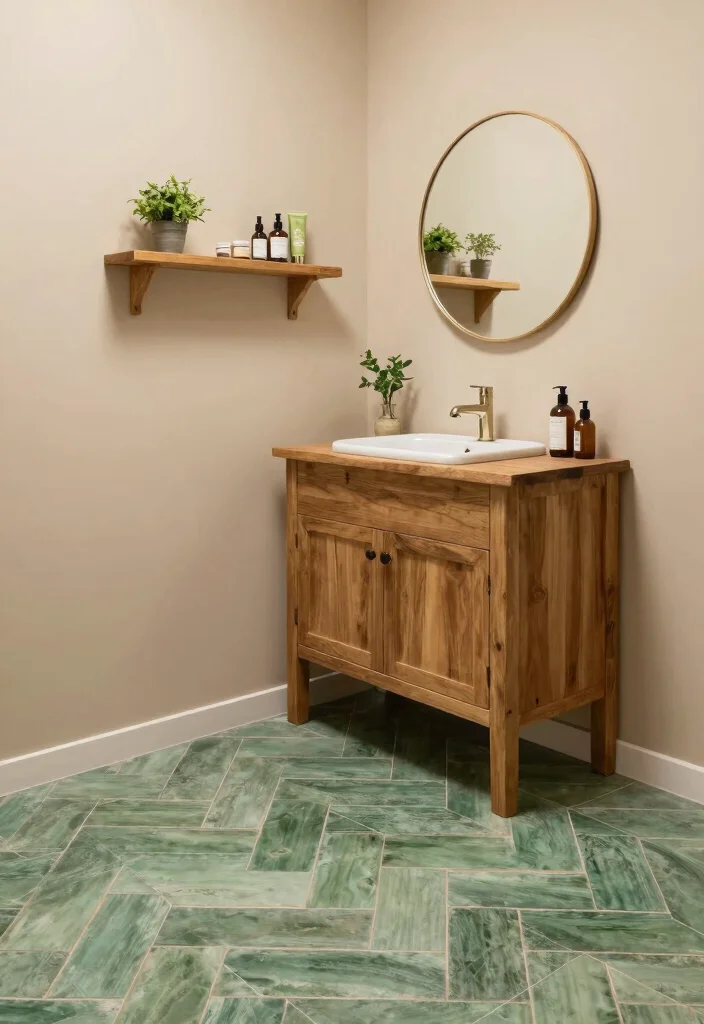 15 Green Small Bathroom Ideas With Fresh Style - 3. Earthy Green Tiles 1