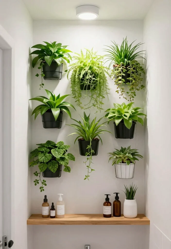 15 Green Small Bathroom Ideas With Fresh Style - 5. Vertical Gardens 1