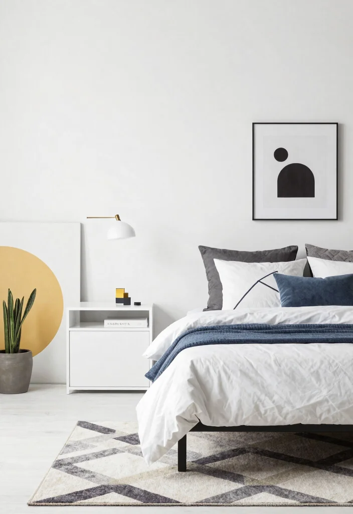 15 Malm Bedroom Ideas for a White, Clean, Minimal Look - 13. Play with Geometric Elements 1