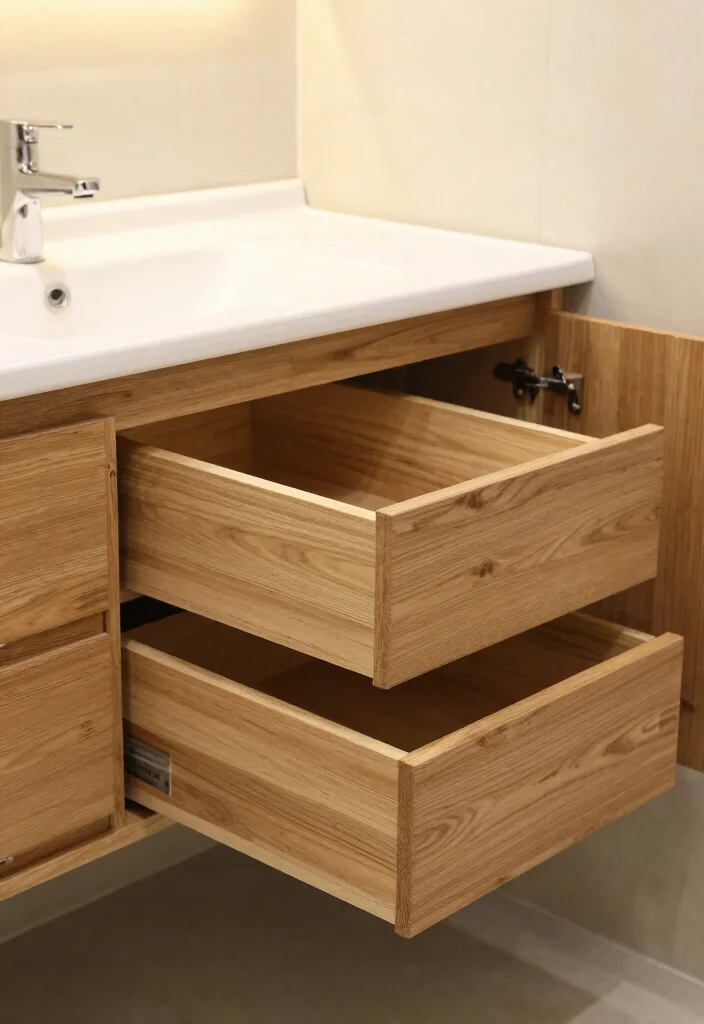 15 Natural Wood Bathroom Vanity Ideas With Warm Texture - 14. Integrated Storage Solutions 1