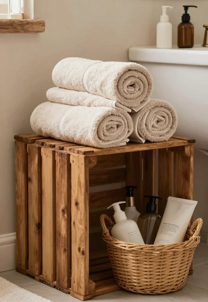 15 Primitive Bathroom Decor Ideas With Rustic Feel - 13. Rustic Storage Solutions 1
