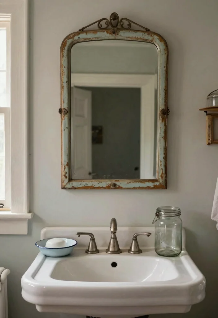 15 Primitive Bathroom Decor Ideas With Rustic Feel - 2. Vintage Farmhouse Accessories 1