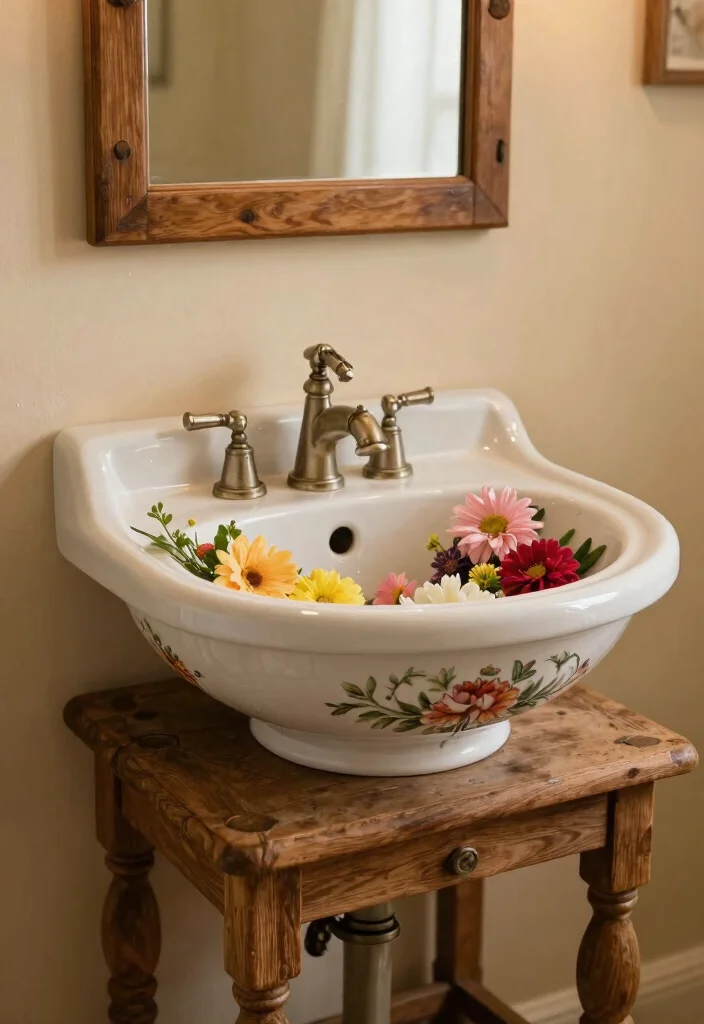 15 Primitive Bathroom Decor Ideas With Rustic Feel - 6. Antique Washbasin 1