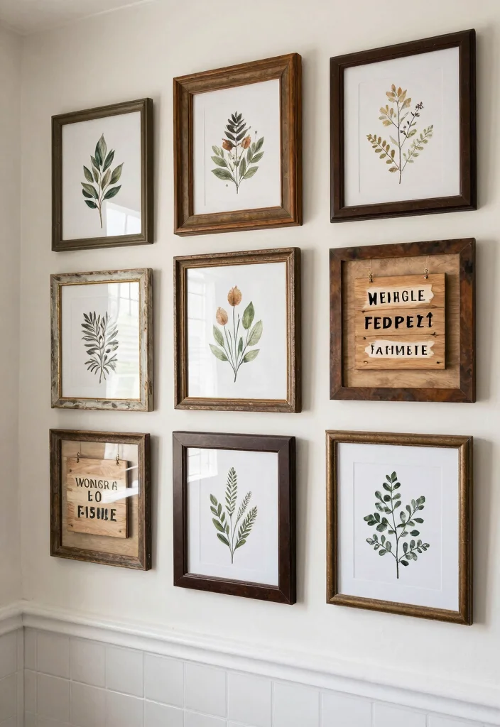 15 Primitive Bathroom Decor Ideas With Rustic Feel - 8. Farmhouse-Style Wall Art 1