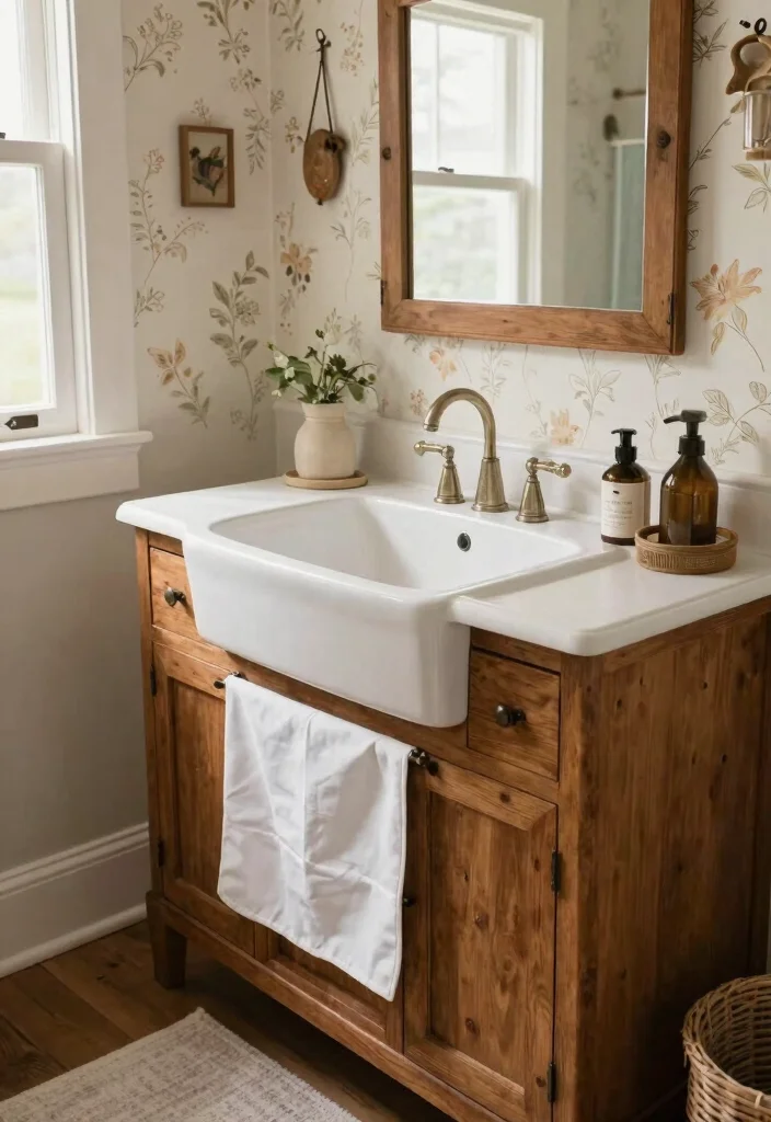 15 Small Bathroom Sink Ideas That Save Space - 5. Farmhouse Sinks 1