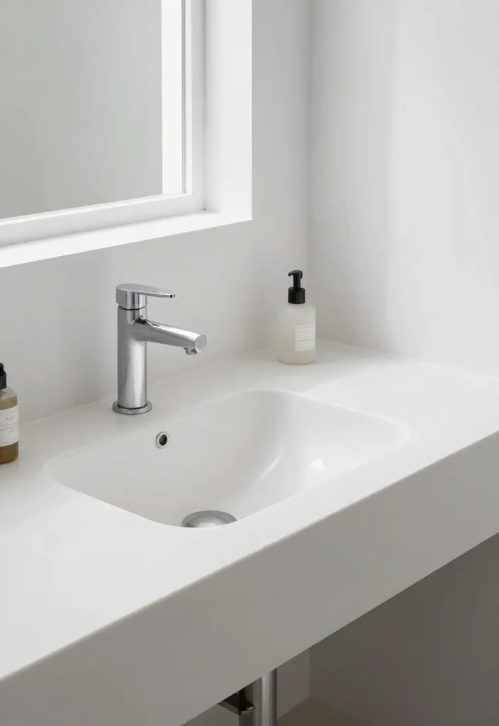 15 Small Bathroom Sink Ideas That Save Space - 7. Integrated Sink and Countertop 1