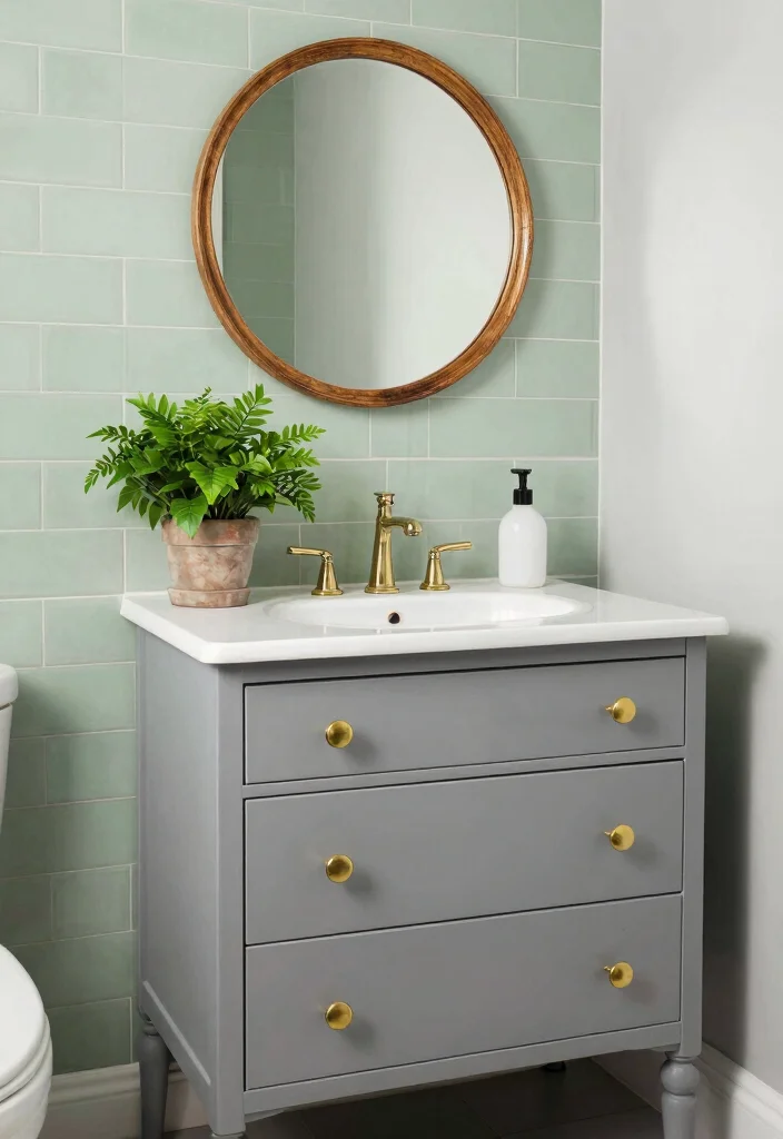 15 Small Guest Bathroom Ideas That Impress Visitors - 1. Upcycled Furniture 1