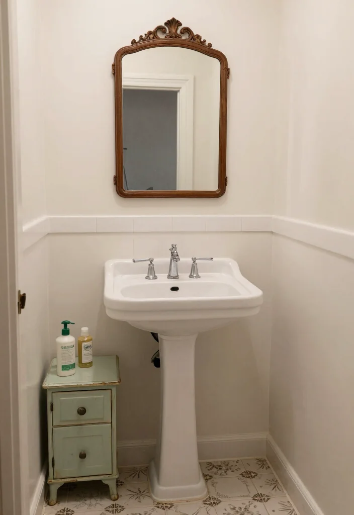 15 Small Guest Bathroom Ideas That Impress Visitors - 10. Vintage Accents 1