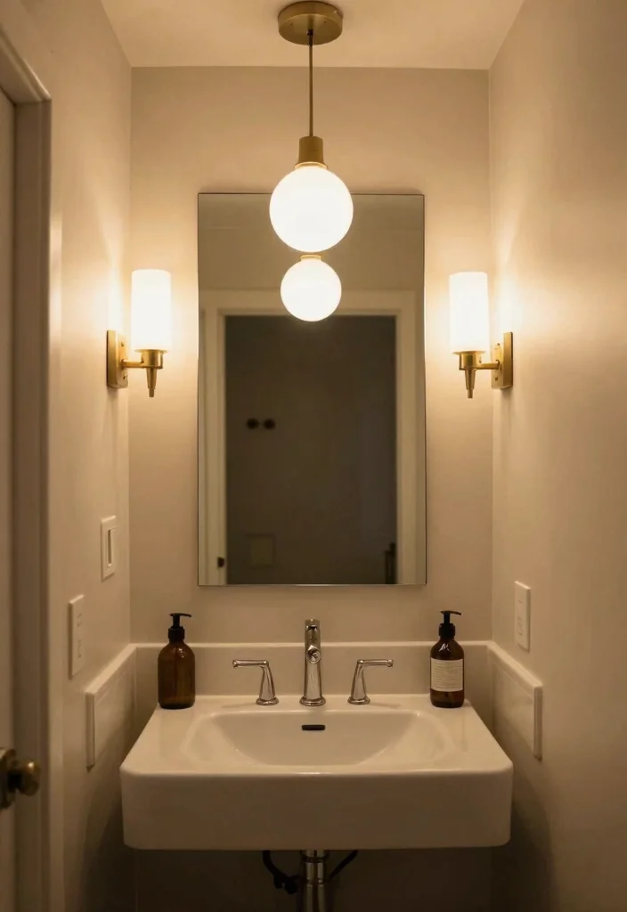 15 Small Guest Bathroom Ideas That Impress Visitors - 7. Statement Lighting 1